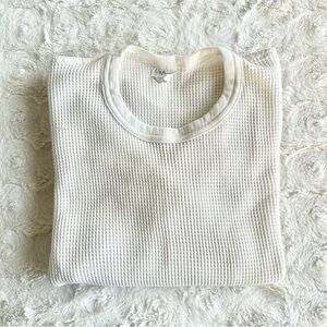 Vintage Sears Thermal Shirt Tee Mens XS (Tag L) White Waffle Knit 90s Outdoor LS